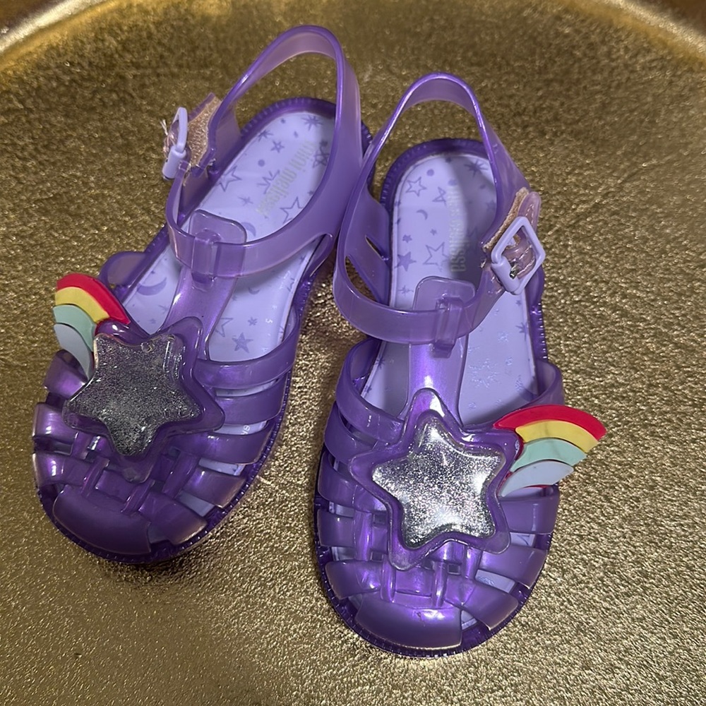 Mini Melissa Rainbow Shooting Star Jelly Sandals, Size 10
